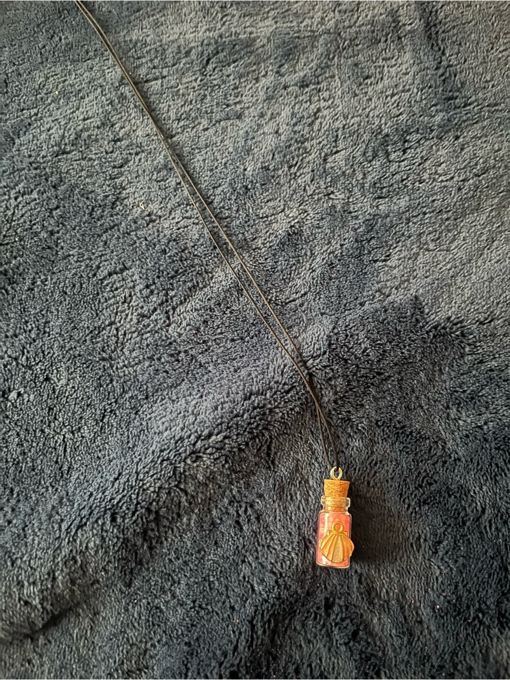 Pink Seashell Fairy Potion Glitter Bottle Necklace w/ Pendant